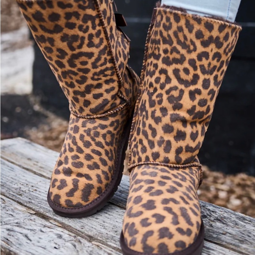 Leopard Print Women's Custom Ordered Tall Ugg Boots - Picture 2 of 8